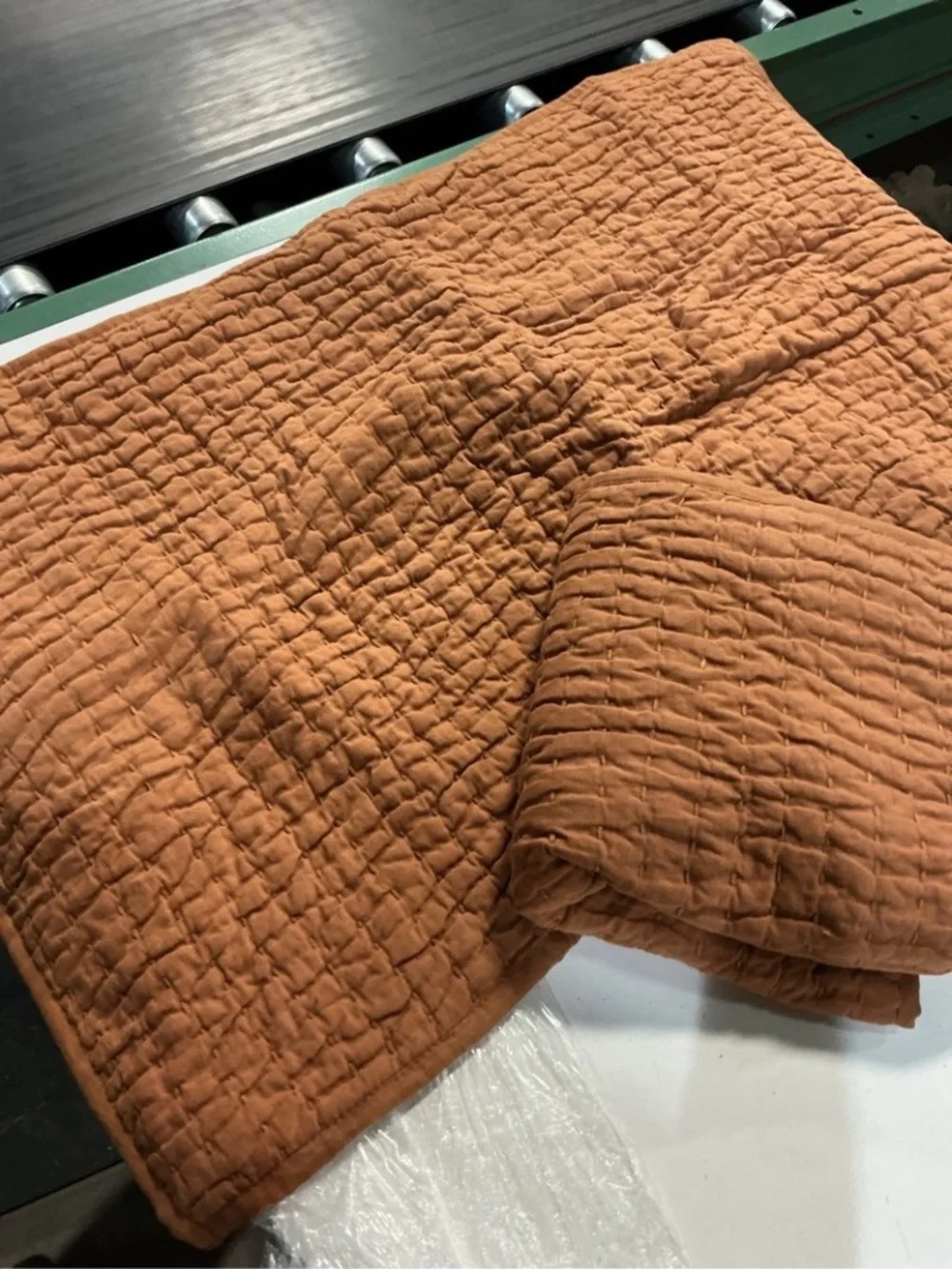 European Linen Cotton Stitch King Sham Set Terracotta
